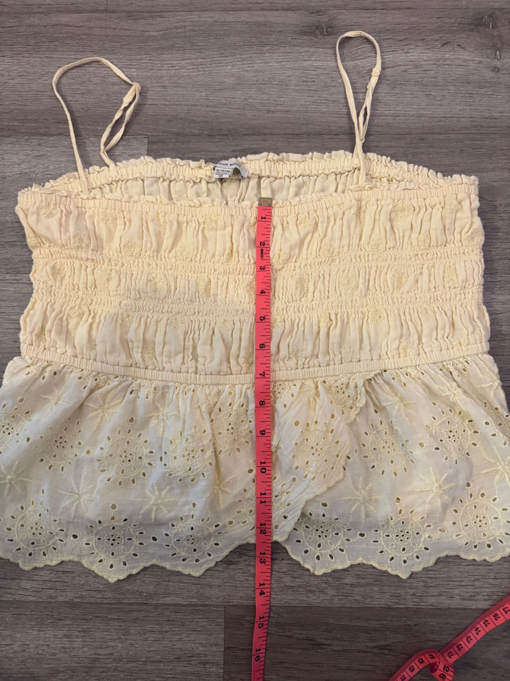American Eagle Outfitters Yellow Smocked Eyelet Cami - Picture 4 of 5